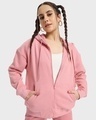Shop Women's Pink Oversized Hoodie-Front