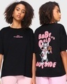 Shop Women's Black Baby It's Cold Graphic Printed Oversized T-shirt-Front