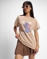 Shop Women's Brown Cuteness Spell Graphic Printed Boyfriend T-shirt-Front