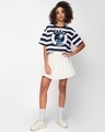 Shop Women's Blue & White Donald Quack Off Striped Oversized T-shirt-Design