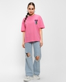 Shop Women's Pink Game Over Graphic Printed Oversized T-shirt