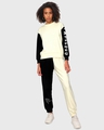 Shop Women's Gardenia & Black Fabulous Typography Oversized Sweatshirt & Jogger Set-Front