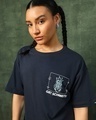 Shop Women's Navy Blue Glitch R&M Graphic Printed Oversized T-shirt