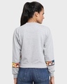 Shop Women Grey Melange Printed Waist Rib Crop Sweatshirt-Design