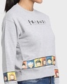 Shop Women Grey Melange Printed Waist Rib Crop Sweatshirt