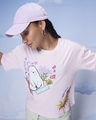 Shop Women's Pink Ice Bear Knows Graphic Printed Oversized T-shirt