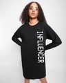Shop Women's Black Influencer Typography Oversized Dress-Front