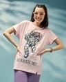 Shop Women's Pink Intergalactic Party Graphic Printed Boyfriend T-shirt-Front