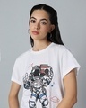 Shop Women's White Intergalactic Party Graphic Printed Boyfriend T-shirt