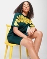 Shop Women's Green I'm Bored Typography Oversized Dress-Front
