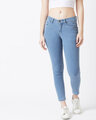 Shop Women's Light Blue Medium Wash 5 Pocket Mid Rise Jeans-Front