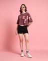 Shop Women's Maroon Hanging Mickey Graphic Printed Oversized Short Top-Full