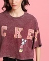 Shop Women's Maroon Hanging Mickey Graphic Printed Oversized Short Top
