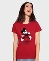Shop Women's Red Mickey Distort Graphic Printed Slim Fit T-shirt-Front
