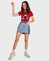 Shop Women's Red Mickey Distort Graphic Printed Slim Fit T-shirt-Design
