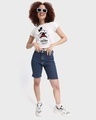 Shop Women's White Mickey Distort Graphic Printed Slim Fit Top-Design
