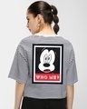 Shop Women's Black & White Mickey Who Me Striped Oversized T-shirt-Design
