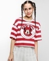 Shop Women's Red & White Minnie Yoo-Hoo Striped Oversized T-shirt-Front