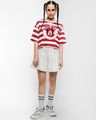 Shop Women's Red & White Minnie Yoo-Hoo Striped Oversized T-shirt-Design