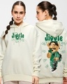 Shop Women's Gardenia Money Don't Jiggle Graphic Printed Oversized Hoodie-Front