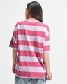 Shop Women's Off White & Pink Striped Oversized T-shirt-Design