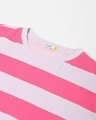 Shop Women's Off White & Pink Striped Oversized T-shirt