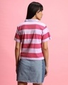 Shop Women's Pink Stripe Polo T-shirt-Full