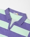 Shop Women's Blue & Green Striped Polo T-shirt