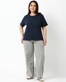 Shop Women's Navy Blue Plus Size T-Shirt-Full