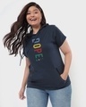 Shop Women's Blue Dope Shit Typography Plus Size Hoodie T-shirt-Front