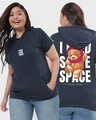 Shop Women's Pink I Need Some Space Teddy Graphic Printed Plus Size Hoodie T-shirt-Front