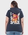 Shop Women's Pink I Need Some Space Teddy Graphic Printed Plus Size Hoodie T-shirt-Design