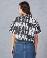 Shop Women's White & Black All Over Printed Oversized Cropped Shirt-Design