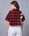 Shop Women's Red & Black Mickey Checked Oversized Crop Shirt-Design