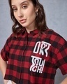 Shop Women's Red & Black Mickey Checked Oversized Crop Shirt