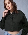 Shop Women's Black Oversized Crop Shirt