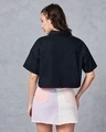 Shop Women's Black Oversized Cropped Shirt-Design