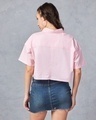 Shop Women's Pink Oversized Cropped Shirt-Design