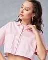 Shop Women's Pink Oversized Cropped Shirt