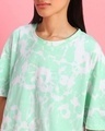 Shop Women's Green & White Tie & Dye Oversized Crop Top