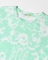 Shop Women's Green & White Tie & Dye Oversized Crop Top