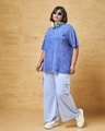 Shop Women's Blue Oversized Plus Size Acid Wash T-shirt-Full