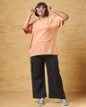 Shop Women's Orange Oversized Plus Size Acid Wash T-shirt-Full