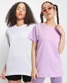 Shop Pack of 2 Women's White & Purple Boyfriend T-shirt-Front