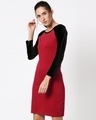 Shop Women Red & Black Slim Fit Raglan Dress-Design