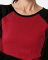 Shop Women Red & Black Slim Fit Raglan Dress