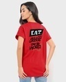 Shop Women's Red Groot Munching (GOTGL) Graphic Printed Boyfriend T-shirt-Design