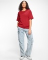 Shop Pack of 2 Women's Red & Off White Oversized T-shirt