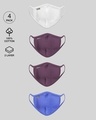 Shop Women's 2-Layer Everyday Protective mask - Pack of 4 (White- Deep Purple- Blue Haze)-Front