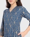 Shop Women's Blue Printed 3/4th Sleeve Ethnic Dress